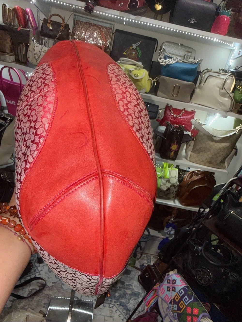 Coach Ergo Vintage in Red Signature Jacquard Shoulder Hobo